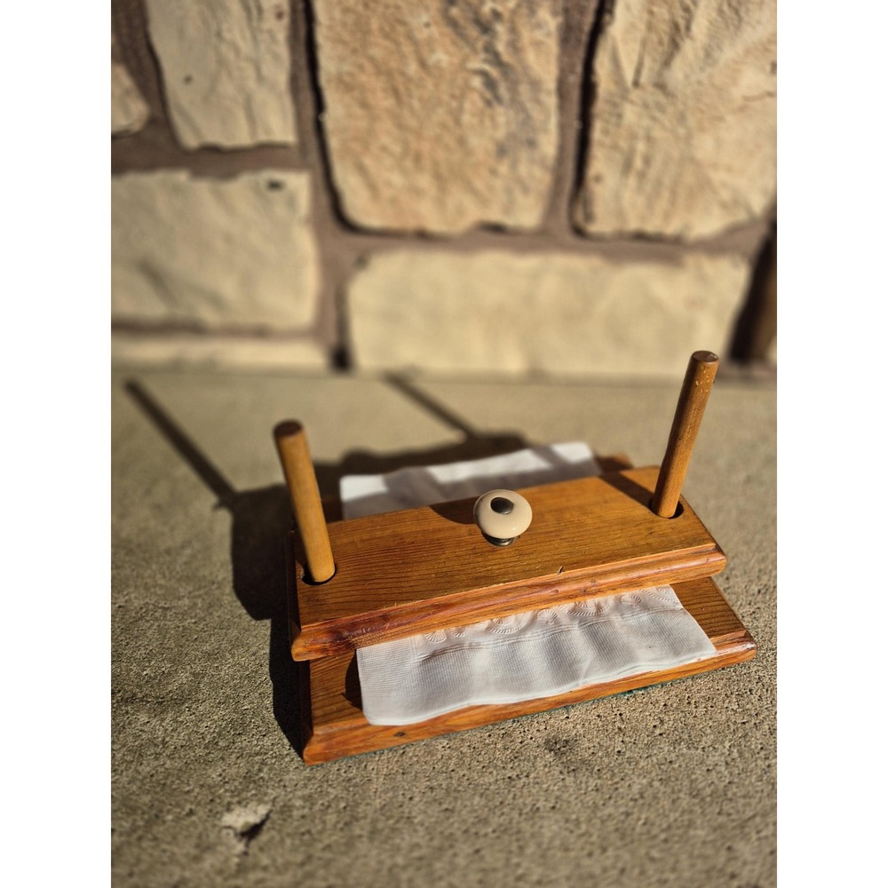 Vintage Wooden Napkin Holder‎ Tabletop Rustic Farmhouse Kitchen Organizer Solid